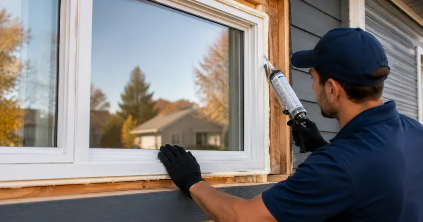 technician installing a new vinyl window in Strange, King City