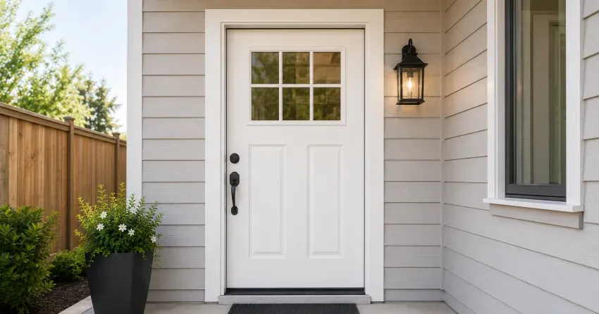 technician installing exterior door frame in King City