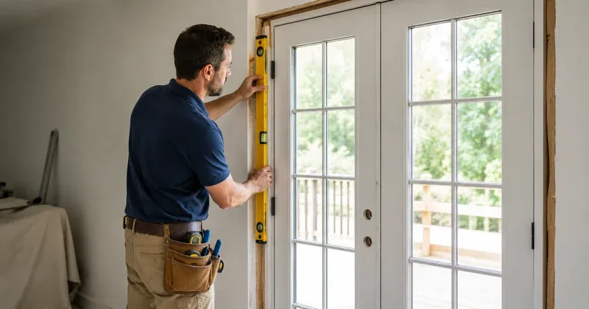 newly installed French doors with divided glass panes in King City