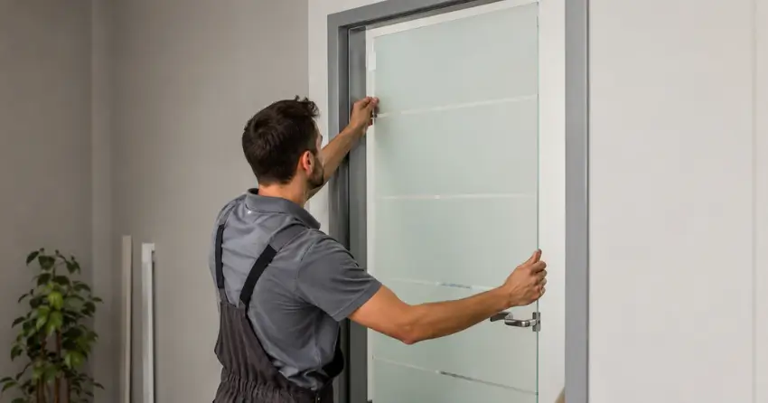 frosted glass interior door panel installation in Temperanceville, King City