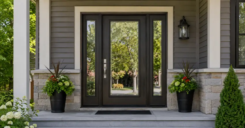 glass entry door with sidelights on a home in Holly Park, King City