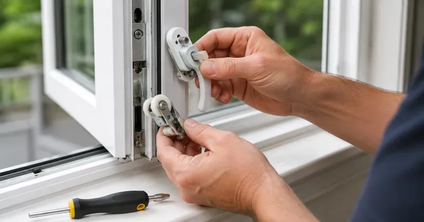 technician performing broken window repair King, King City on a sliding window