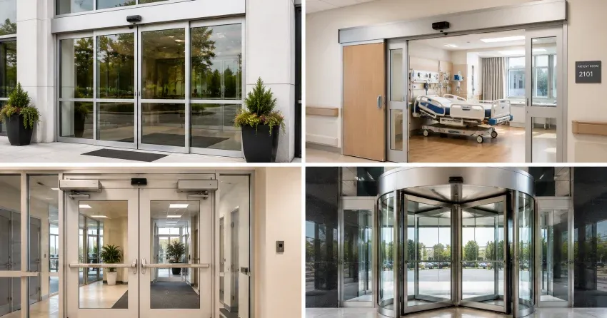 automatic door services technician completing system diagnostic in King City