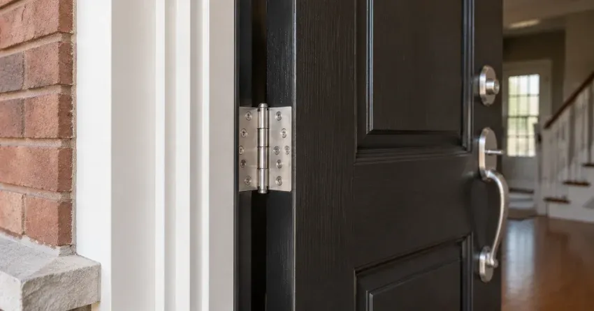 technician repairing a front door lock and frame in King City