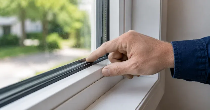 technician inspecting window glass seal in Laskay, King City