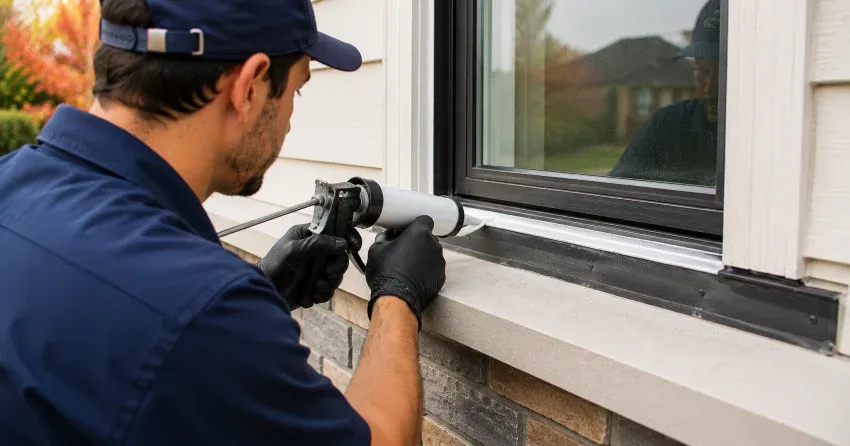 technician inspecting window flashing for leak source in Linton, King City