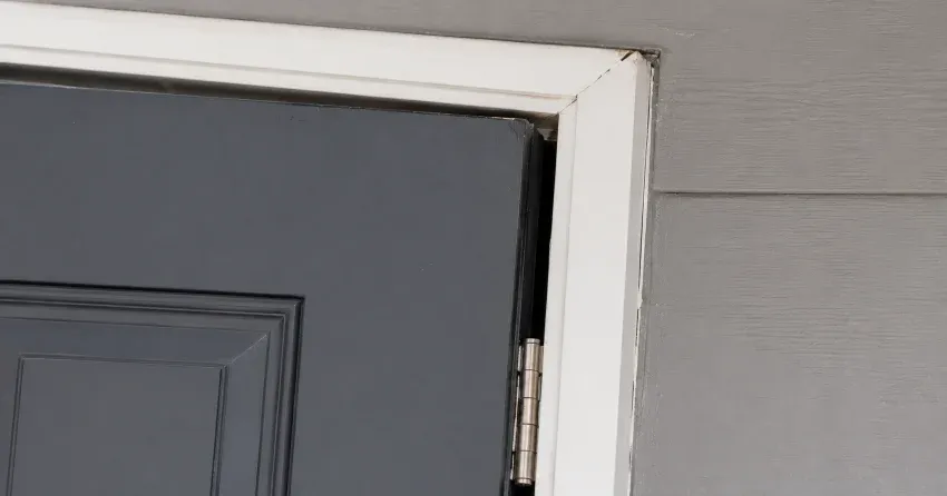 technician tightening a loose door hinge in Laskay, King City